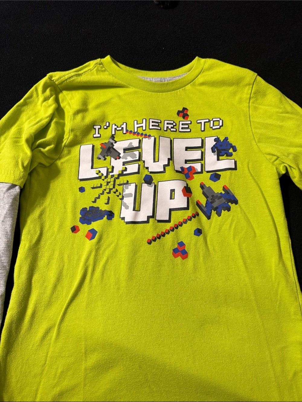 Garanimals Neon Lime 'Level Up' Long-Sleeve Graphic Tee